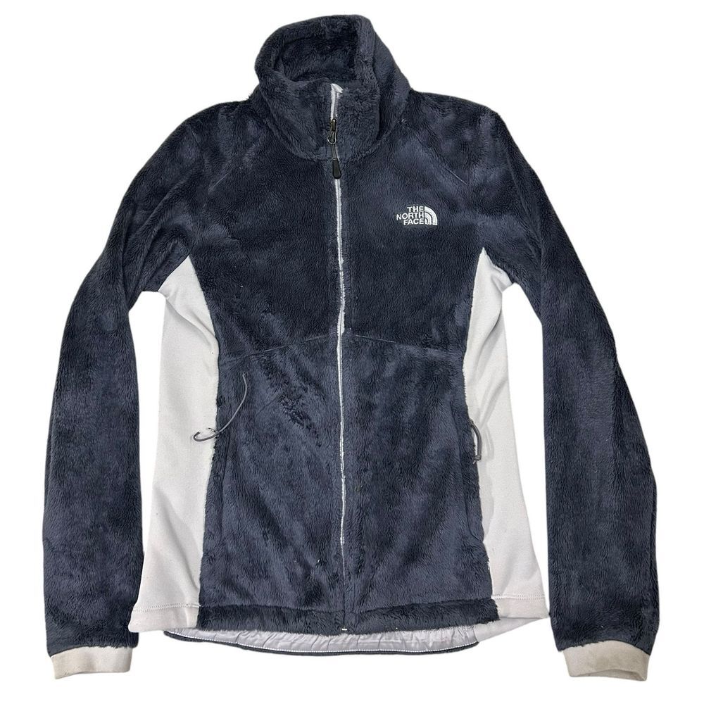The North Face Osito Full Zip Jacket Women's Small Blue Gray Colorblock Fleece - Picture 2 of 9